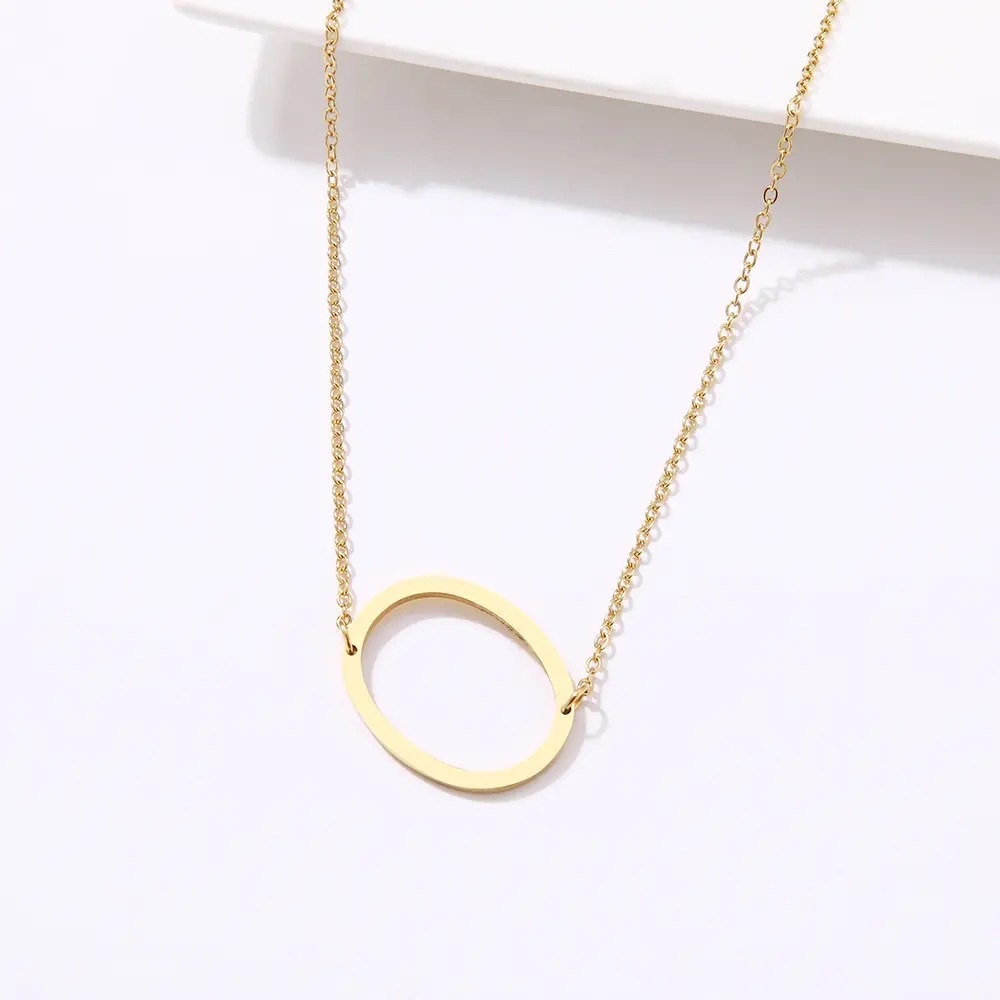 ◾️18k Gold Plated Sideways Initial Letter “O” Pendant Necklace